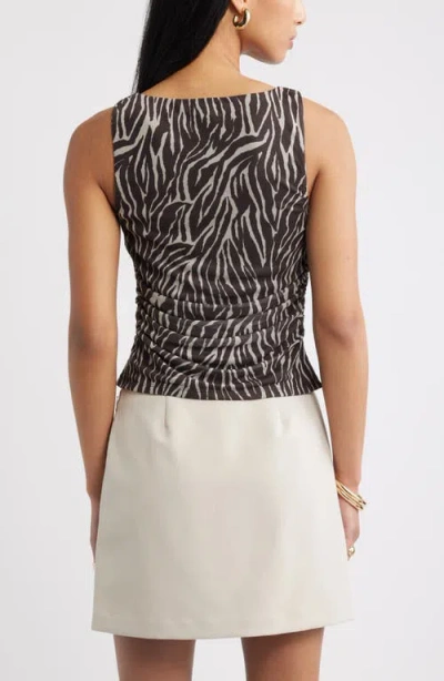 Open Edit Ruched Mesh Tank In Blue