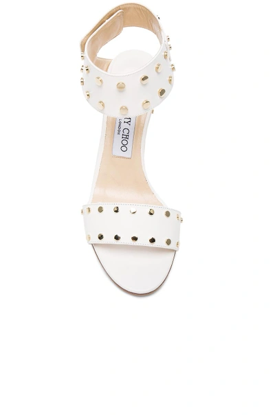 Shop Jimmy Choo Veto Heel In White. In Chalk & Gold