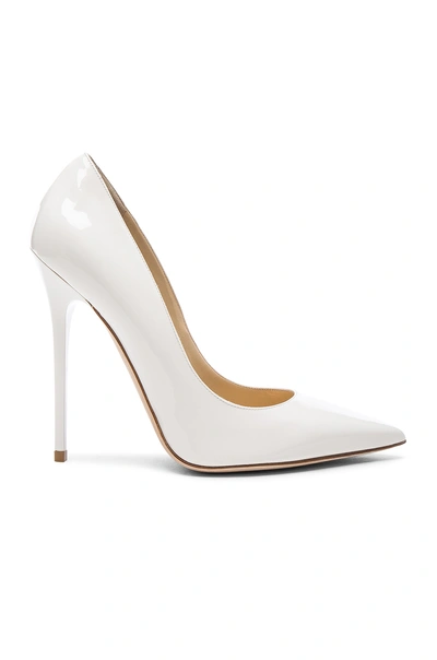 Jimmy Choo Patent Leather Anouk Pumps In White.  In Chalk