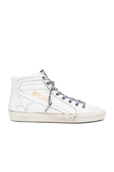 Golden Goose Leather Slide Sneakers In White. In White & Grey