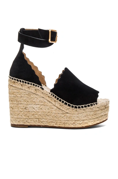 Shop Chloé Suede Lauren Espadrilles In Black