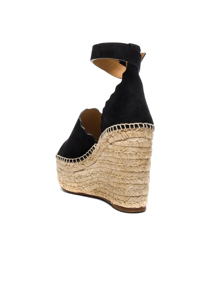 Shop Chloé Suede Lauren Espadrilles In Black