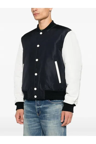 Givenchy Satin Varsity Jacket With Ribbed Trim And Button-front In Navy
