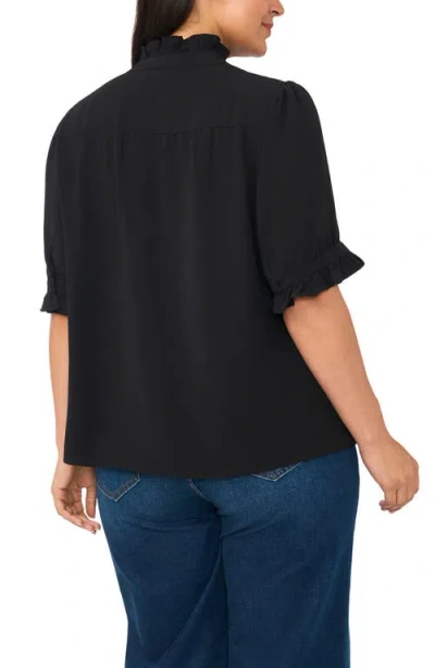Cece Ruffle Neck Top In Black