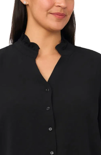 Cece Ruffle Neck Top In Black
