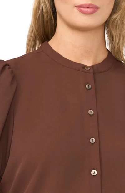 Halogenr Halogen(r) Puff Sleeve Button-up Top In Chicory Coffee