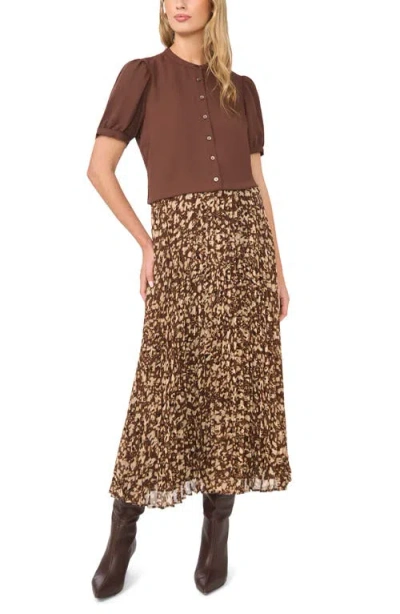 Halogenr Halogen(r) Puff Sleeve Button-up Top In Chicory Coffee