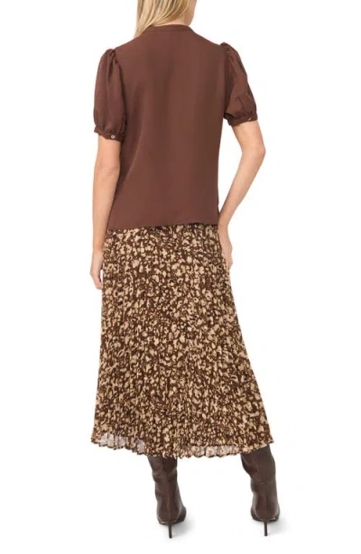 Halogenr Halogen(r) Puff Sleeve Button-up Top In Chicory Coffee
