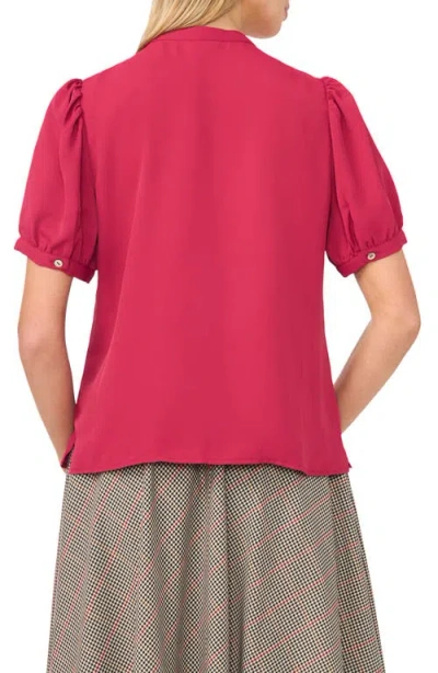 Halogenr Halogen(r) Puff Sleeve Button-up Top In Deep Cherry
