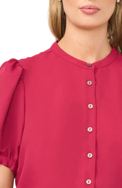 Halogenr Halogen(r) Puff Sleeve Button-up Top In Deep Cherry