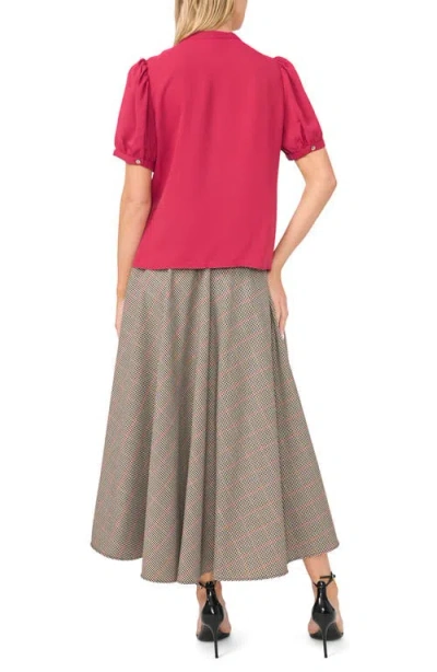 Halogenr Halogen(r) Puff Sleeve Button-up Top In Deep Cherry