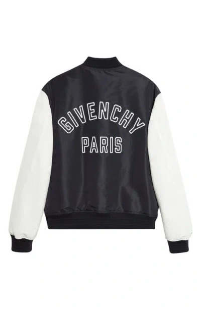 Givenchy Logo Satin Varsity Jacket In Black