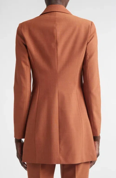 St John St. John Long Wool Blend Stretch Mélange Jacket In Brown