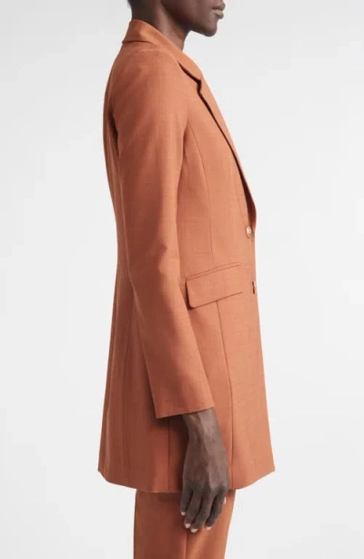 St John St. John Long Wool Blend Stretch Mélange Jacket In Brown