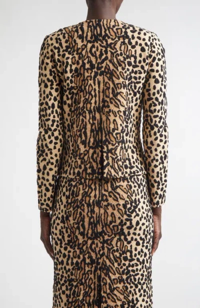 St John St. John Leopard Jacquard Knit Jacket In Multi