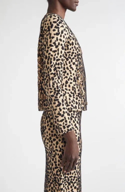 St John St. John Leopard Jacquard Knit Jacket In Multi