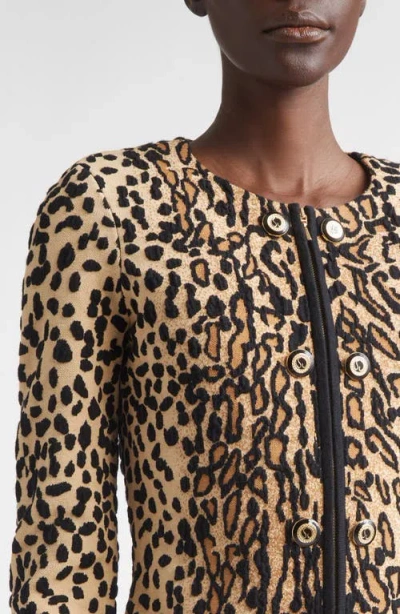 St John St. John Leopard Jacquard Knit Jacket In Multi