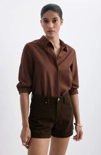 Mango Straight Leg Denim Shorts In Brown