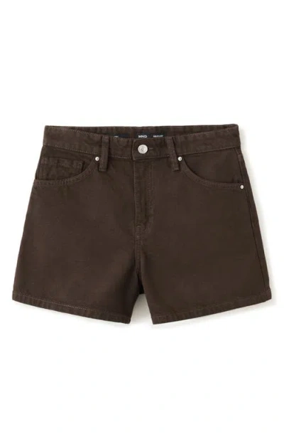 Mango Straight Leg Denim Shorts In Brown
