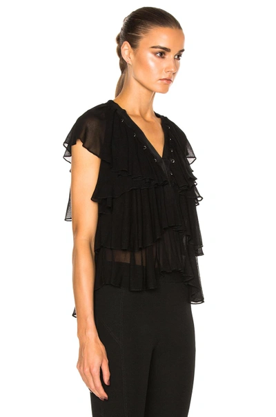 Shop Givenchy Layered Ruffle Blouse In Black