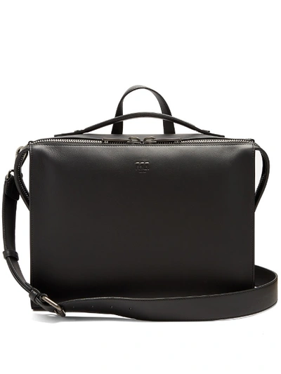 Fendi Logo-embossed Leather Briefcase In Black