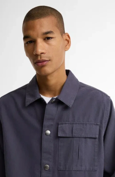 Barbour Wetheral Cotton Canvas Overshirt In Blue