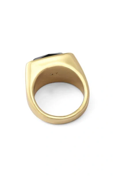 Allsaints Rectangular Stone Signet Ring In Gold