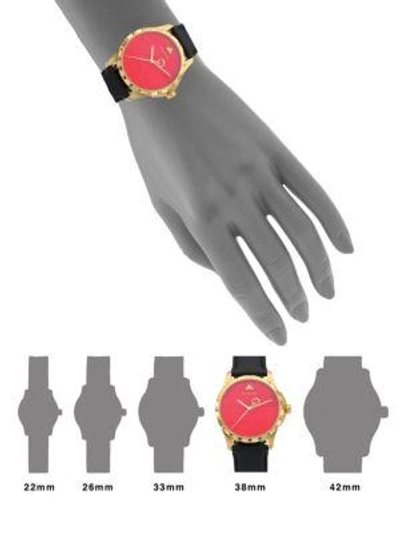 Shop Gucci Le Marché Des Merveilles Synthetic Coral, Goldtone Pvd & Leather Strap Watch In Na