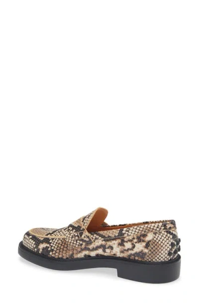 Tod's Python Embossed Leather Penny Loafer In Brown