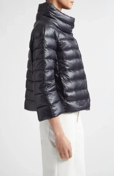 Herno Shiny Short Hooded Down Puffer Jacket In Black