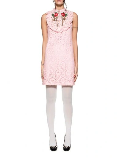 Shop Gucci Pink Lace Dress