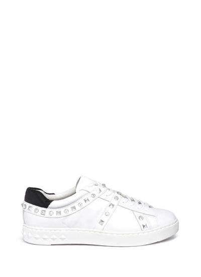 Ash 'play' Strass Stud Leather Sneakers In Bianco