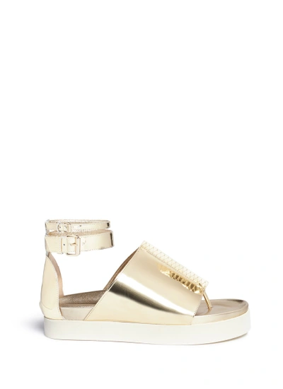 Shop Ellery 'rhyme' Peaked Vamp Mirror Leather Flatform Sandals