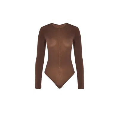 Wolford Crystal String Bodysuit In Brown
