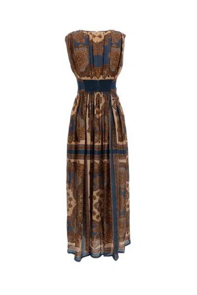 Zimmermann Mahon Waisted Maxi Dress With All-over Paisley Pattern In Brown