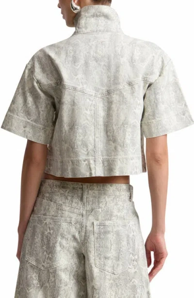 Avec Les Filles Python Print Short Sleeved Jacket In Multi