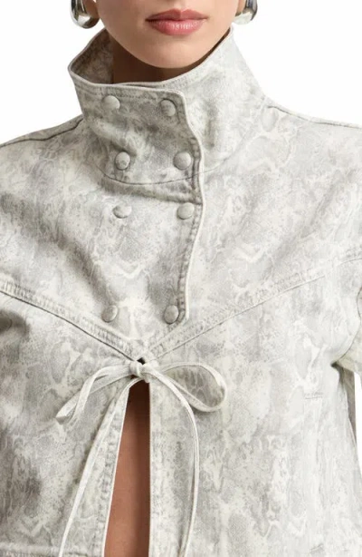 Avec Les Filles Python Print Short Sleeved Jacket In Multi