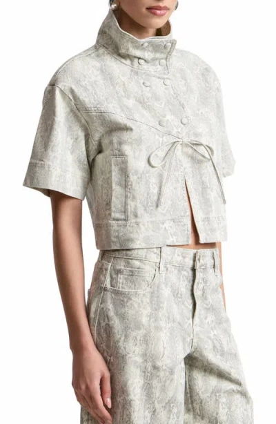 Avec Les Filles Python Print Short Sleeved Jacket In Multi
