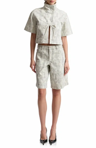 Avec Les Filles Python Print Short Sleeved Jacket In Multi