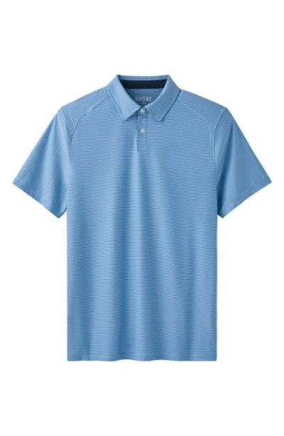 Rhone Commuter Stripe Performance Polo In Blue