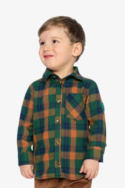 Deux Par Deux Plaid Button Front Collared Shirt In Multi