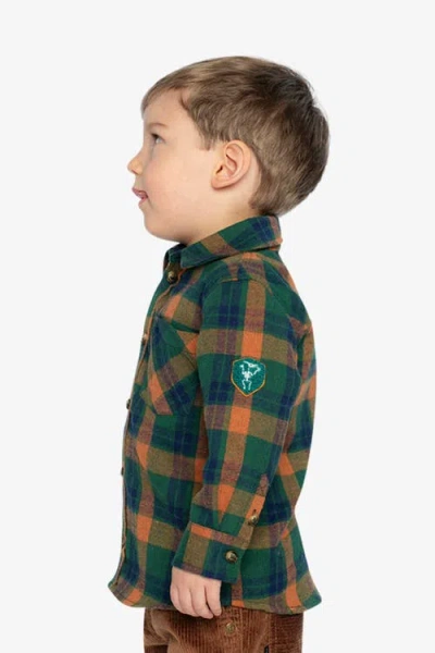 Deux Par Deux Plaid Button Front Collared Shirt In Multi