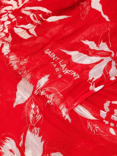 Shop Saint Laurent Hawaiian Print Scarf In Red