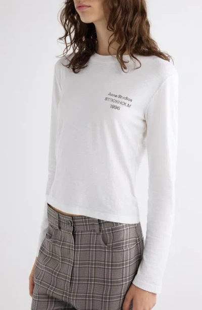 Acne Studios Logo-printed Distressed Cotton And Hemp-blend T-shirt In White