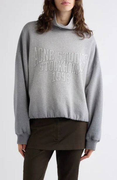 Acne Studios Brushed Cotton Fleece Funnel Neck Logo Sweatshirt With Balloon Hem In Transparent
