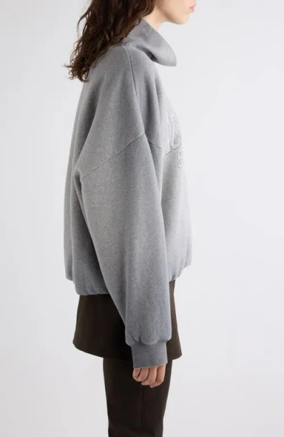 Acne Studios Brushed Cotton Fleece Funnel Neck Logo Sweatshirt With Balloon Hem In Transparent