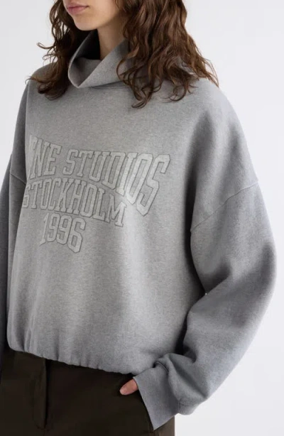 Acne Studios Brushed Cotton Fleece Funnel Neck Logo Sweatshirt With Balloon Hem In Transparent