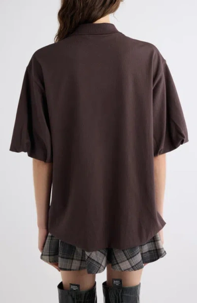 Acne Studios Eteddy Bubble Hem Polo In Brown