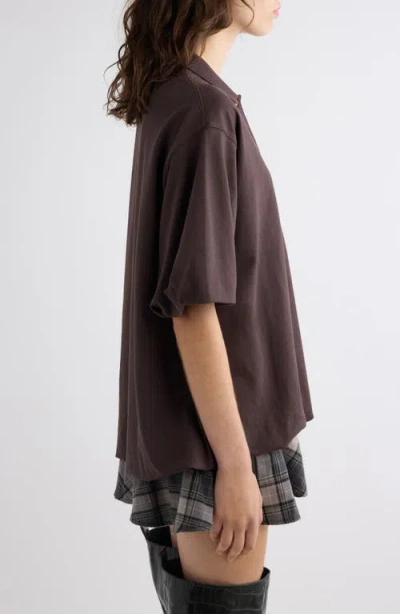 Acne Studios Eteddy Bubble Hem Polo In Brown