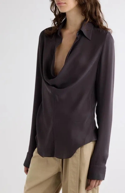 Acne Studios Shaydana Silk Georgette Top In Gray